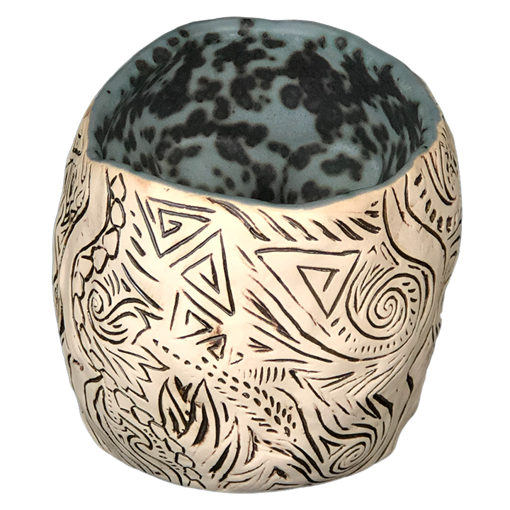 Back - Shrunken Skull Tiki Mug - Shima Ceramics - Petri Dish Blue Edition