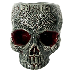 Front - Shrunken Skull Tiki Mug - Shima Ceramics - Smoke and Blood Edition