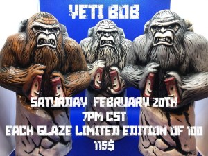 Yeti Bob in Three Mug Glazes