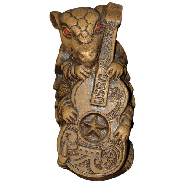 Front - Armadillo Holding Ukulele Mug (2019 Mug) - Texas Tiki Week - Brown Edition