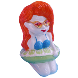 Front of Pool Floaty Girl - Black Lagoon Designs - Orange HairLime Float Edition