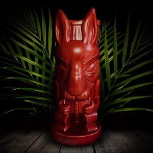Dr Tiki Mug With Red Glaze