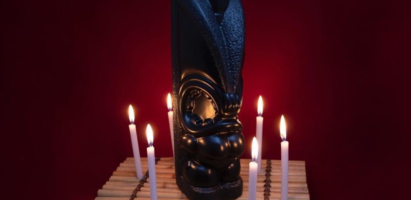 Power of Pele Decanter Black With Red Flame Topper