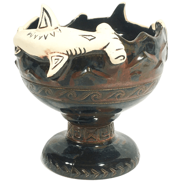Front - Hammerhead Shark Bowl 2.0 - Shima Ceramics - Artist Proof #2 (Glossy Black)