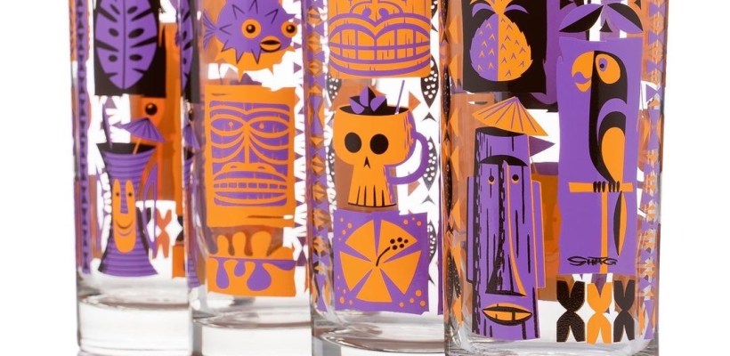 Tapa Highball Glasses By SHAG In Purple and Orange