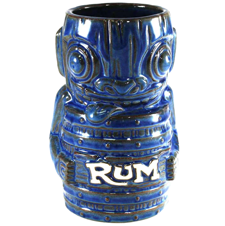 Front - Rum Connoisseur Tiki Mug - Tiki Farm - Dual Tone Blue Edition
