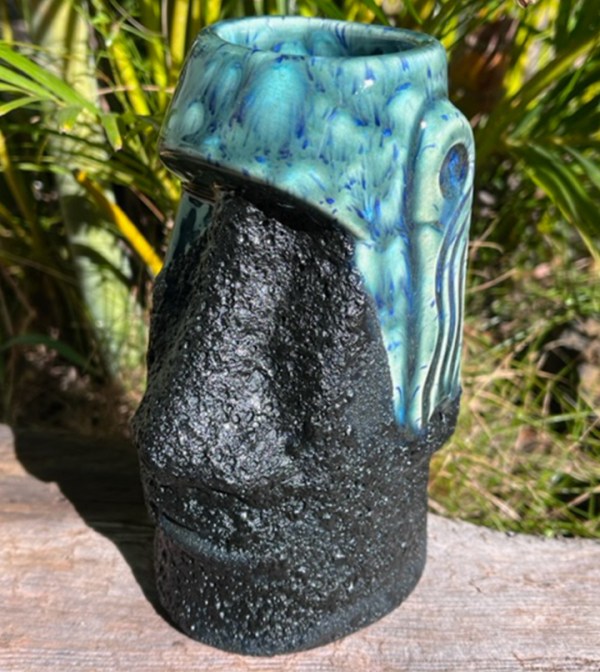 Maui Strong Ocean Blue Drip Lava Moai Mug From TikiPop Beachbumz [100% Net Proceeds Go To Hawaii Fire Relief] Side