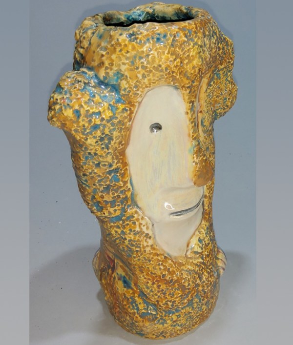 Sea Sponge Tiki Bob Mug In Mother Of Pearl Glaze By Bertiki [100% Net Proceeds Go To Hawaii Fire Relief] Side