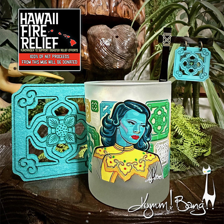 Turquoise Girl Double Rocks Glass Set By Kymm Bang [100% Net Proceeds Go To Hawaii Fire Relief]