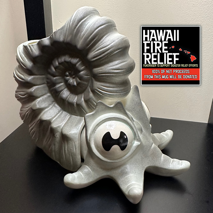 VanTiki's Lil' Ammy Mug In Teal Tendrilled Ammonite [100% Net Proceeds Go To Hawaii Fire Relief]