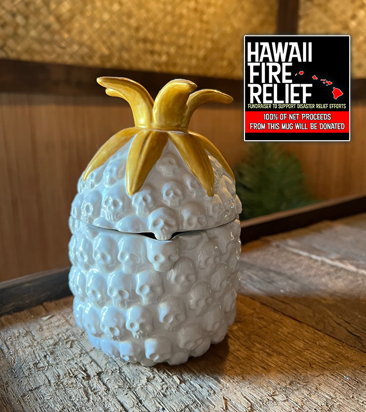 White Skull Pineapple Mug From Three Dots and a Dash [100% Net Proceeds Go To Hawaii Fire Relief]