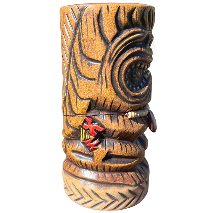 Custom Old Salty Tiki Mug - Beachbumz - Cowry Shell & Bone Necklace Edition - Side