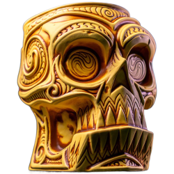 Ritual Skull Mug By Baron Von Genius - Tiki Farm - 1st Edition (Scrimshaw Yellow) - Angle