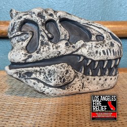 T-Rex Dinosaur Skull Mug By Nohona Tiki - Limited Fossil Glaze [100% Net Proceeds Go To Los Angeles Fire Relief] - front